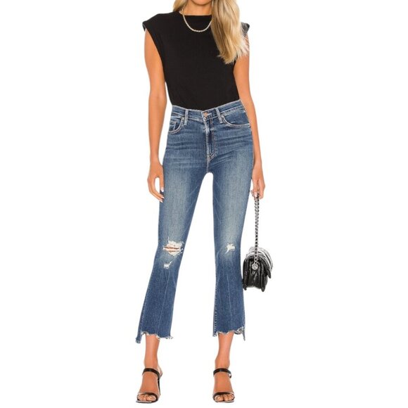 Mother The Insider Crop Stew Chew Jeans Size 26 In Dancing on Coals Distressed - Picture 16 of 16